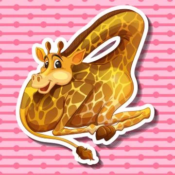 Cute giraffe with its neck folded イラスト素材