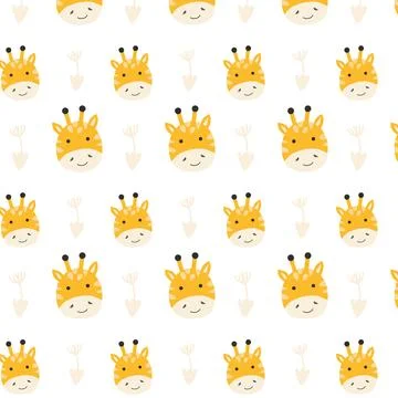 Cute giraffe kids pattern in cartoon style Stock Illustration