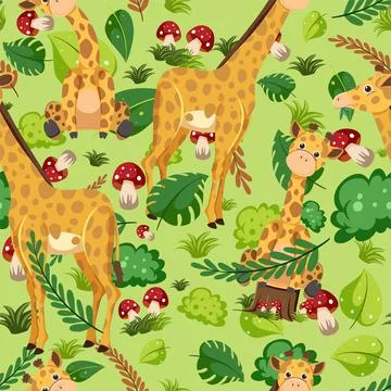 Cute giraffe seamless pattern 스톡 일러스트