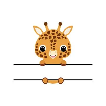 Cute giraffe split monogram. Funny cartoon character for shirt, scrapbooking Stock Illustration