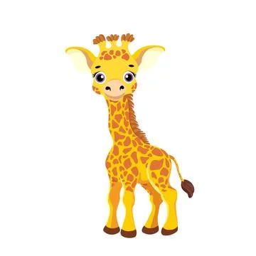 Cute giraffe stands on a white background. Stock Illustration