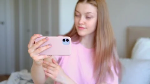 Cute girl 15-18 years old sitting on Stock Video Pond5