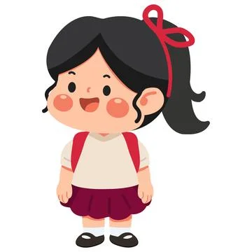 Cute Girl With Backpack Ready for School Stock Illustration
