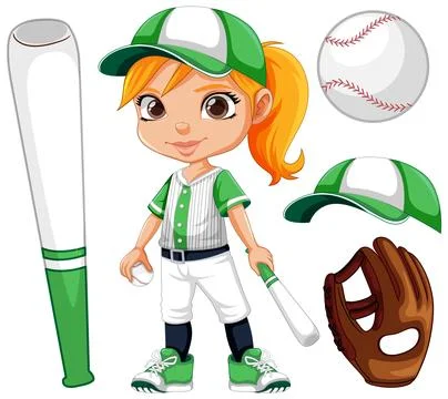 cartoon girl baseball player