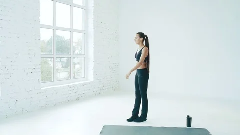 Cute girl doing exercises Stock Footage 90960862