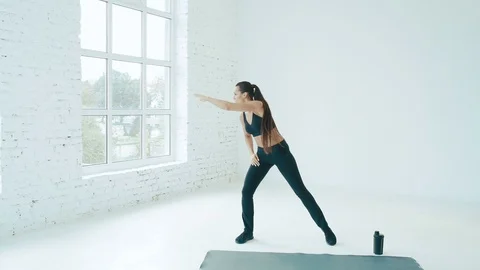 Cute girl doing exercises Stock Footage 90961335