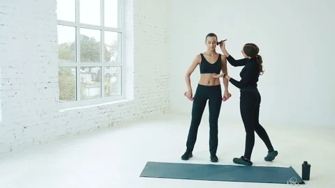 Cute girl doing exercises Stock Footage 90966422