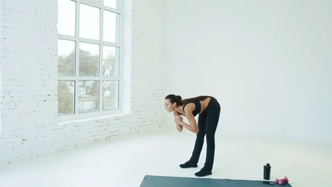 Cute girl doing exercises Stock Footage 90970086