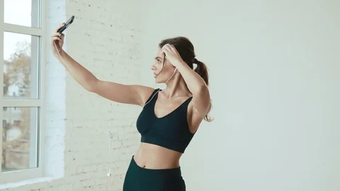 Cute girl doing exercises Stock Footage 90970906