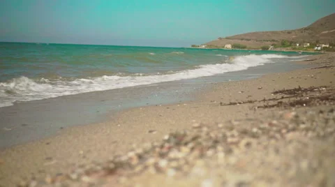 Cute Girl Having Fun on Beach and Playing with Sand Видео 60382644