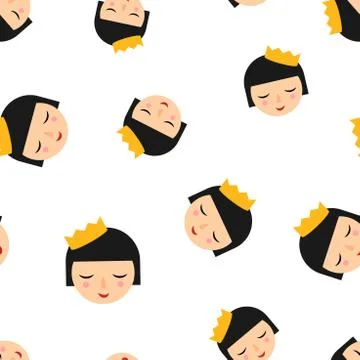 Cute girl icon seamless pattern background. Business concept vector illustrat Stock Illustration