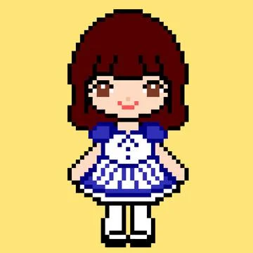 Cute girl pattern image for 8 bit game assets Stock Illustration