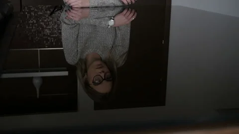 Cute girl is reflected on the table Stock Footage 85967669