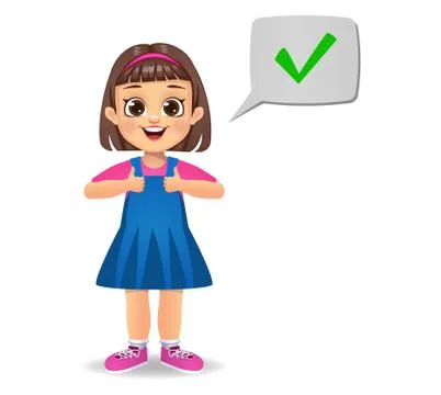 Cute girl saying correct vector Stock Illustration