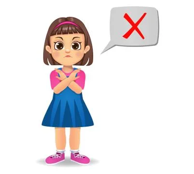 Cute girl saying wrong vector 스톡 일러스트