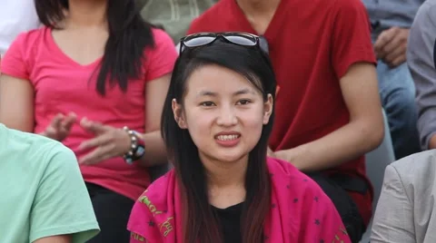 Cute girl smiling and clapping  Stock Footage 59108838
