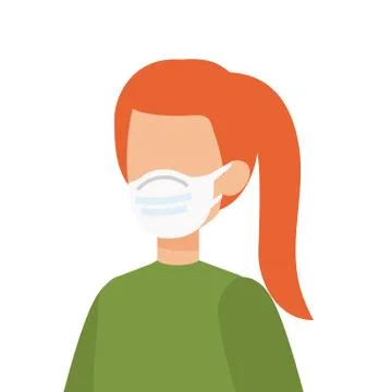 Cute girl using face mask isolated icon Ilustración de archivo