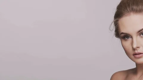 Cute girls posing at studio background Stock Footage 92699101