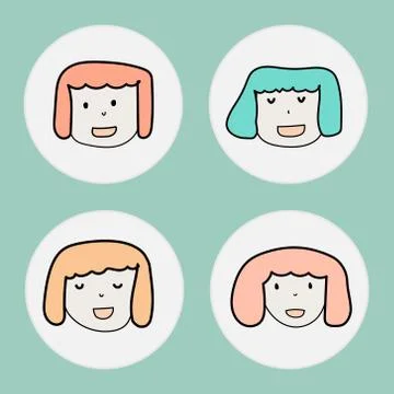 Cute Girls Vector Set. Stock Illustration