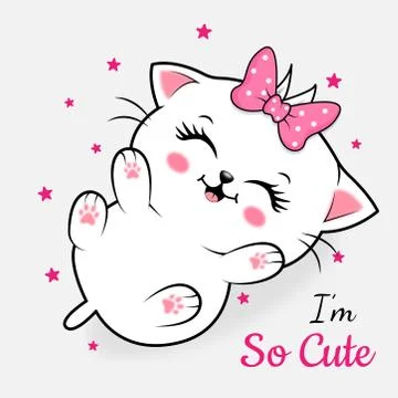 Cute girly kitten Stock Illustration