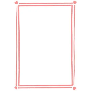 Cute girly rectangle frame with hearts Stock Illustration