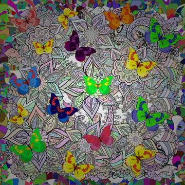 Cute girly seamless pattern drawn by hand. Repeated butterflies. Vector illustra Illustrazione stock