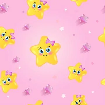 Cute girly seamless pattern with scattered stars and dots. Simple nice print. 스톡 일러스트