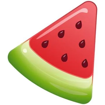 Cute glossy watermelon slice gummy jelly candy shiny sticker. Stockillustratie