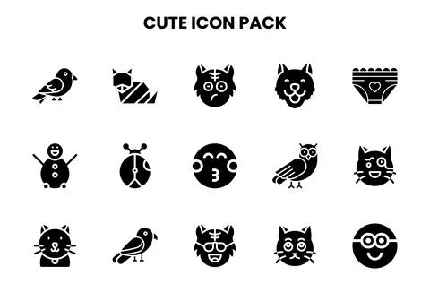 Cute Glyph UI Icons Pack Stock Illustration