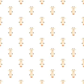 Cute goat cartoon seamless pattern white background 스톡 일러스트