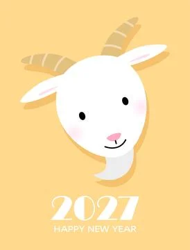 Cute goat head vector card Stock Illustration