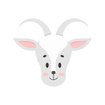 Cute goat head vector icon isolated on white background. Stock Illustration