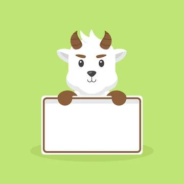 Cute Goat Holding Blank Text Board Stock Illustration