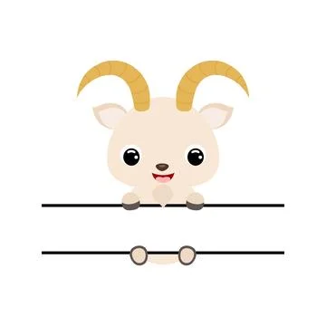Cute goat split monogram. Funny cartoon character for shirt, scrapbooking Stock Illustration