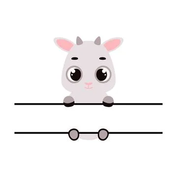 Cute goat split monogram. Funny cartoon character for shirt, scrapbooking, .. Stock Illustration