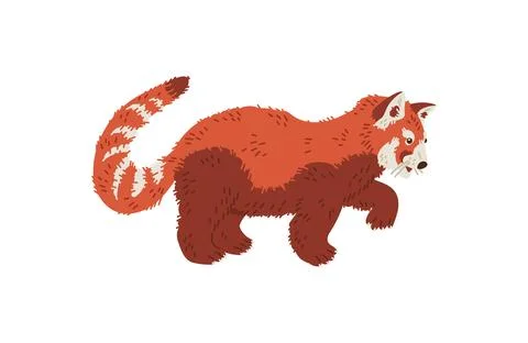 Cute going red panda side view flat style, vector illustration Stock Illustration