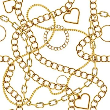 Cute gold chain texture seamless. Flat and solid color vector illustration. Stock Illustration