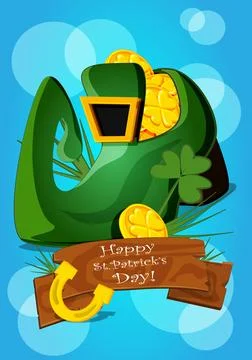 Cute gold stuffed boot for st patricks day Stock Illustration