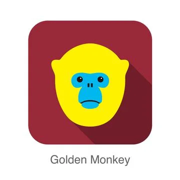 Cute golden monkey face flat icon design, vector illustration Illustrazione stock