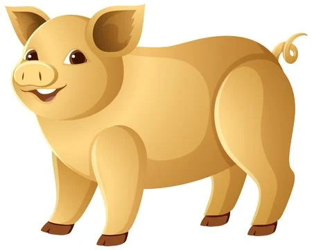 Cute Golden Pig Vector Illustration Representing the Chinese Zodiac Sign Stock Illustration