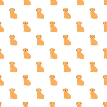 Cute goldendoodle puppy seamless pattern background Stock Illustration