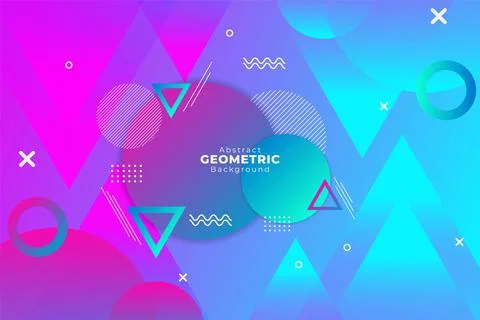 Cute Gradient Abstract Geometric Background Blue and Purple with Circle and T Stock Illustration