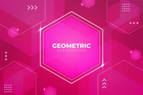 Cute Gradient Abstract Geometric Hexagon Composition Glow Pink Background wit Stock Illustration