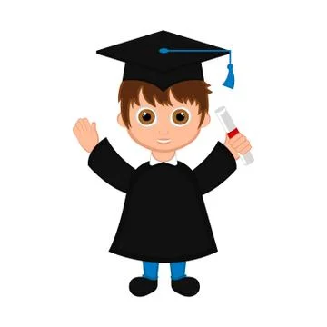 Cute graduated boy image Stock Illustration