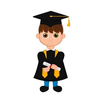 Cute graduated boy image Stock Illustration