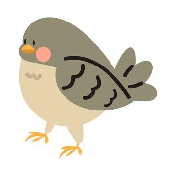 Cute gray bird doodle vector Stock Illustration