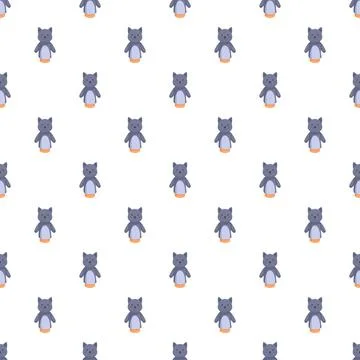 Cute gray cat repeating cartoon pattern design Stock Illustration