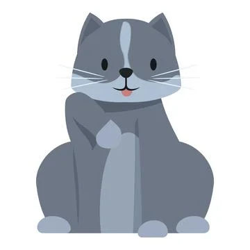 Cute gray cat sitting and smiling, a cartoon illustration Stock Illustration