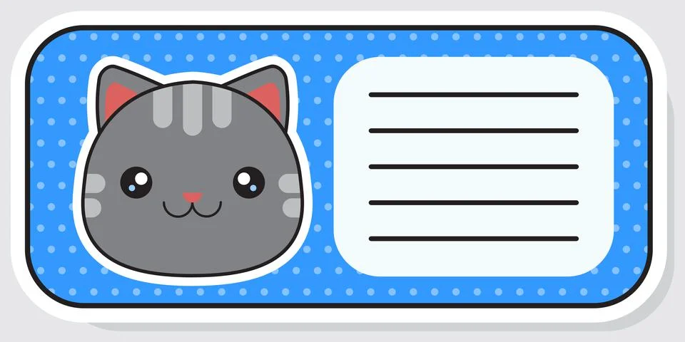 Cute gray cat. Vector sticker. Notepad sticker. Vector illustration イラスト素材