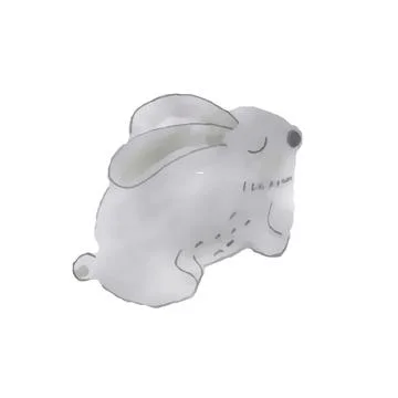 Cute gray Easter bunny on an isolated background. Easter holiday. Stock Illustration